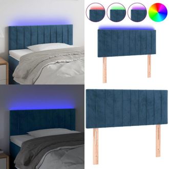 vidaXL Testiera a LED Blu Scuro 80x5x78/88 cm in Velluto - Testiera in velluto - Luci LED per letto