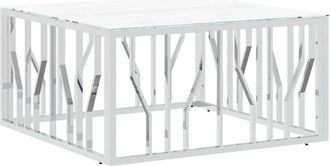vidaXL Vidaxl - Coffee Table Silver 80x80x40 cm Stainless Steel and Glass