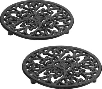 OEM Sous-plat - Fonte - Resistente Al Calor Hasta 250 &deg;c - Para Teteras Cacerolas Y Platos Calientes - Antideslizante Con Patas De Goma - 17,1 Cm - 2 Unid