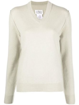Maison Margiela Kasjmier trui met V-hals - Groen