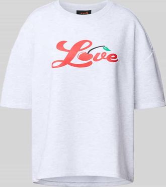 Miss Goodlife Sweatshirt mit 1/2-Arm und Rundhalsausschnitt in Hellgrau Melange, Gr&ouml;&szlig;e XL