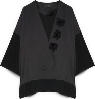 Fiorella Rubino Dubbelrijige Satijnen Jas - Dames - Blazers - Zwart - M - Satijn - Jassen