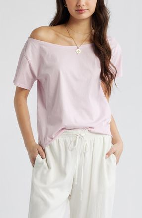 BP. Relaxed Fit Boat Neck Cotton T-Shirt in Pink Sweet at Nordstrom, Size Xx-Small