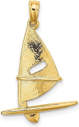 Diamond2Deal 14k Yellow Gold 3-D Textured Windsail Surfing Board Charm