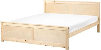 Beliani Storage Bed Natural Pine Wood MDF Birch Wood EU King Size 5ft3 Headboard Scandinavian DAUPHIN