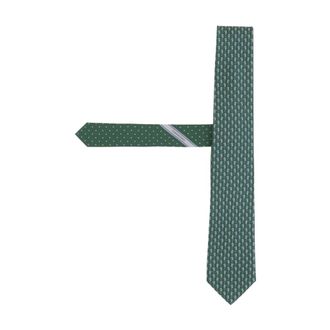 Ferragamo Silk Tie with Patterned Design - male - Ferragamo - Ties - Green - ONE SIZE - Accessories