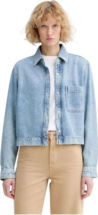 Marc O'Polo Cropped Denim Shirt - Dames - Spijkerjassen - Blauw - S - Denim - Jassen