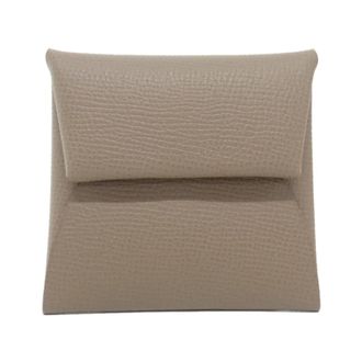 Herm&egrave;s Bastia Etoupe Gray Epsom Leather Coin Purse/Coin Case (Pre-Owned)