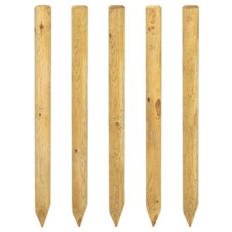 vidaXL Postes De Valla 5 Uds. Marr&oacute;n 120 Cm Madera De Pino Maciza Vidaxl