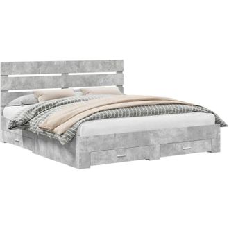 vidaXL Bed Frame Concrete Grey 180 x 200 cm Engineered Wood vidaXL