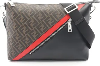 Fendi Black Brown Red Color Pvc Leather Handbag Shoulder Bag (Pre-Owned)