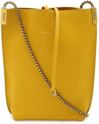 Saint Laurent Pre-owned Bucket Bags, female, Yellow, Size: ONE SIZE Pre-owned Leather Bucket Bag