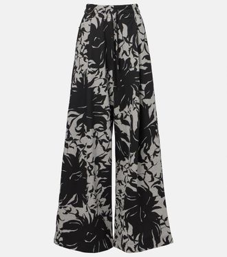 Dries Van Noten Floral pleated cotton jersey sweatpants