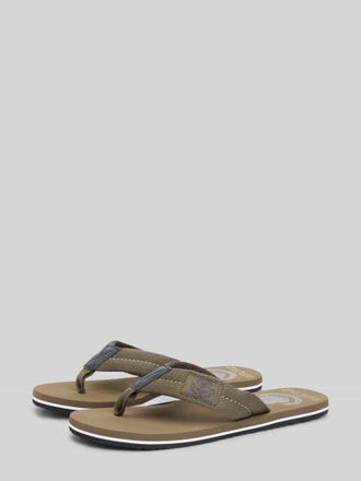 Tommy Hilfiger Zehentrenner mit Wappen Detail in Khaki, Gr&ouml;&szlig;e 42