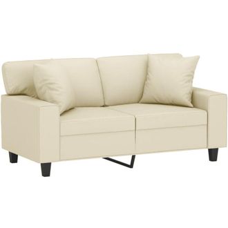 vidaXL Sof&aacute; De 2 Plazas Con Cojines Cuero Sint&eacute;tico Color Crema 120 Cm Vidaxl
