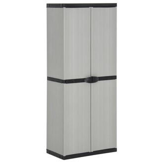 Berkfield Home Garden Storage Cabinet with 3 Shelves Grey&Black 68x40x168 cm in Grey | Size: 68 x 40 x 168 cm