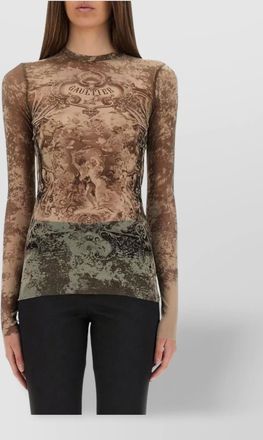 Jean Paul Gaultier sheer medallion print slim fit top