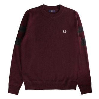 Fred Perry Heren Trui met Mouwprint (Oxblood)