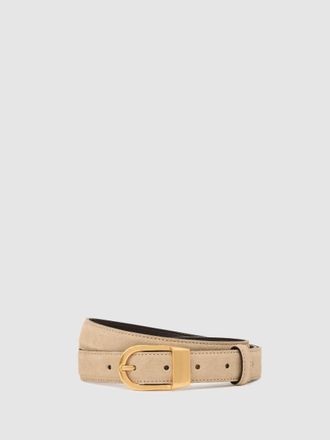 Reiss Stone Leather Curved-buckle Belt, XL