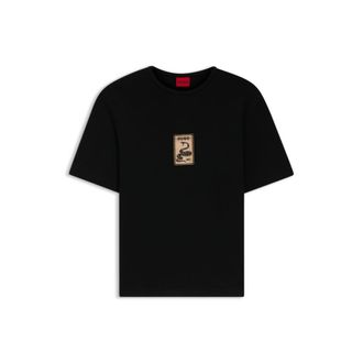 HUGO BOSS Embroidered-badge T-shirt in cotton terry