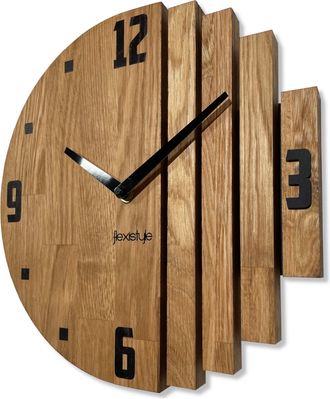 OEM Reloj De Pared De Madera Asim&eacute;trico De 30 Cm De Roble