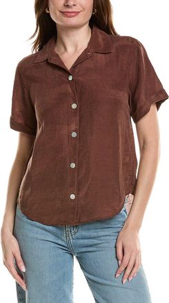 Bella Dahl Cuffed Short Sleeve Linen-Blend Shirt