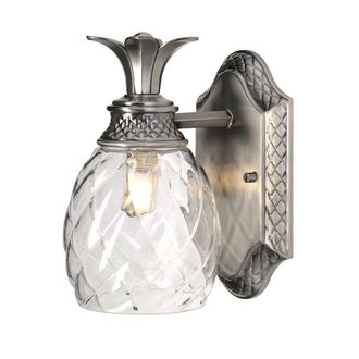Netlighting Plantation 1 Light Outdoor Dome Wall Light Polished Nickel IP44 G9 in Grey