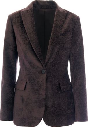 Liu Jo Mole Brown Polyester-Blend Velvet Blazer