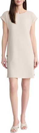 Jones New York Side Button Linen Blend Shift Dress in Natural Stone at Nordstrom, Size Medium