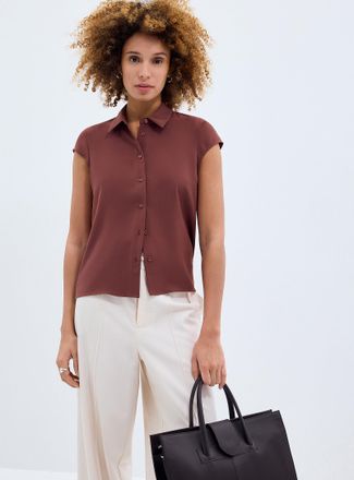 Contemporaine Womens Cap-sleeve silky shirt