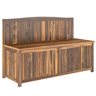 OUTSUNNY Wood Storage Bench for Patio - Outdoor Garden Seating - Brown - Brown | TJ Hughes