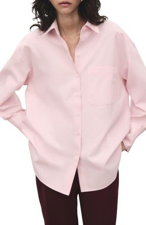 Mango Oversize Button-Up Shirt in Pastel Pink at Nordstrom, Size 4