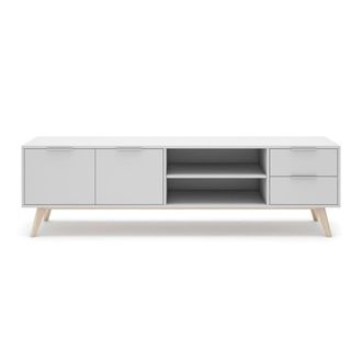 Calicosy Mueble de tv 2 puertas, 2 cajones, 2 estantes l180 cm - blanco
