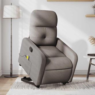 vidaXL Sill&oacute;n Reclinable De Masaje Elevable Tela Gris Taup&eacute; Vidaxl