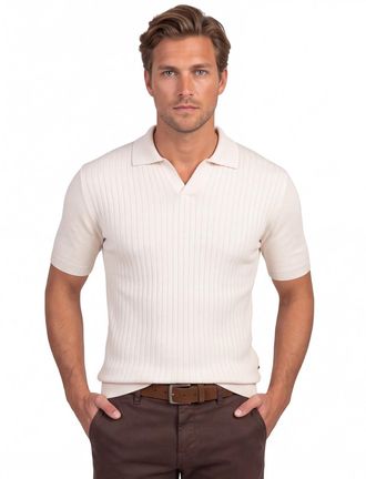 Gentiluomo polo beige v-hals katoen met boord