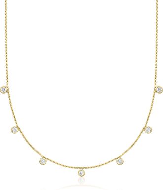 Ross-Simons Bezel-Set Diamond Drop Station Necklace in 14kt Yellow Gold