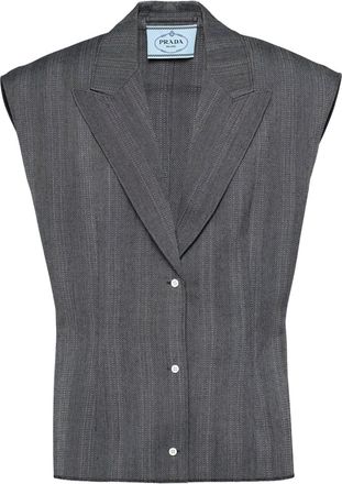 Prada single-breasted pinstripe vest - women - Wool - 38 - Grey