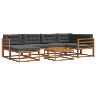 vidaXL Conjunto De Sof&aacute;s De Exterior 7 Pcs Natural Y Antracita Vidaxl