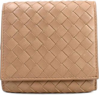 Bottega Veneta Beige Small Intrecciato Tri-Fold Wallet