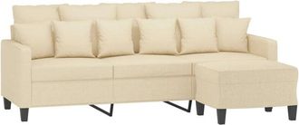 vidaXL Vidaxl - Sof&aacute; De 3 Plazas Con Taburete De Tela Crema 180 Cm
