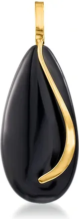 Ross-Simons Black Onyx Teardrop Pendant in 14kt Yellow Gold