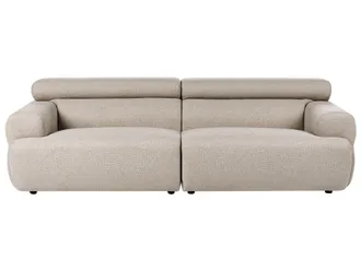 Beliani Divano A 3 Posti In Tessuto Con Braccioli E Poggiatesta Stile Moderno Beige Hovden