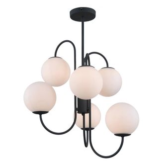 Netlighting Industrial & Retro Hanging Pendant Black 6 Light with White Shade G9