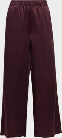 Eileen Fisher Wide-Leg Crinkled Satin Pants