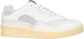 Jil Sander Witte Leren Sneakers met Achterlogo - Heren - Sneakers - Wit - 41 EU - Leer - Schoenen