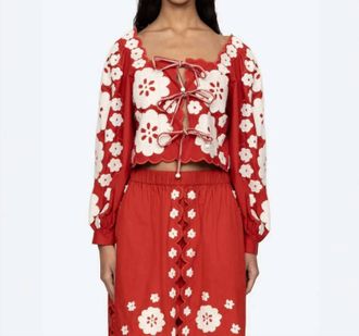 Sea New York Catrine Long Sleeve Top In Red