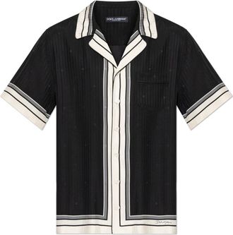 Dolce & Gabbana Zijden Shirt met Korte Mouwen - Heren - Korte mouwen Overhemden - Zwart - 2XL - Overhemden