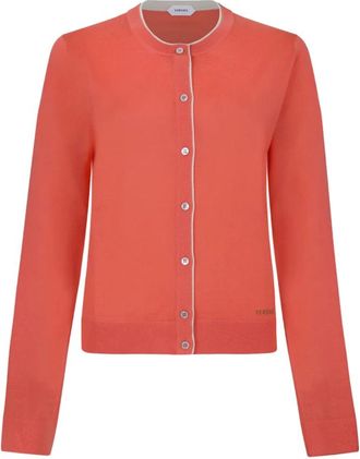 Versace Koraal Contrast-Trim Vest - Dames - Vesten - Rood - M - Truien & Vesten