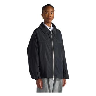 Liviana Conti Light Jackets, female, Black, Size: L Giacca in taffet&agrave; con colletto a camicia