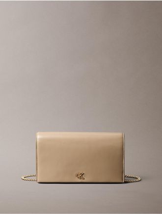 Calvin Klein Womens Monogram Chain Wallet - Brown